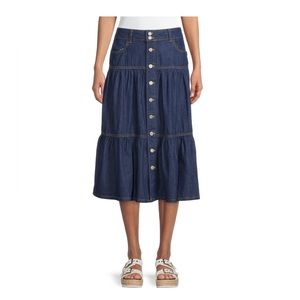 Three tier denim skirt